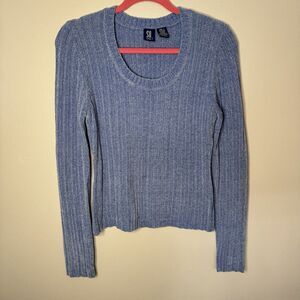 Y2K Chenille Sweater Womens Large Cozy Ribbed Scoop Neck Long Sleeve  Soft